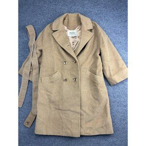 Vintage Bullock's Coat Womens Small Beige 100%‎ Camel Hair Belted Overcoat 60s